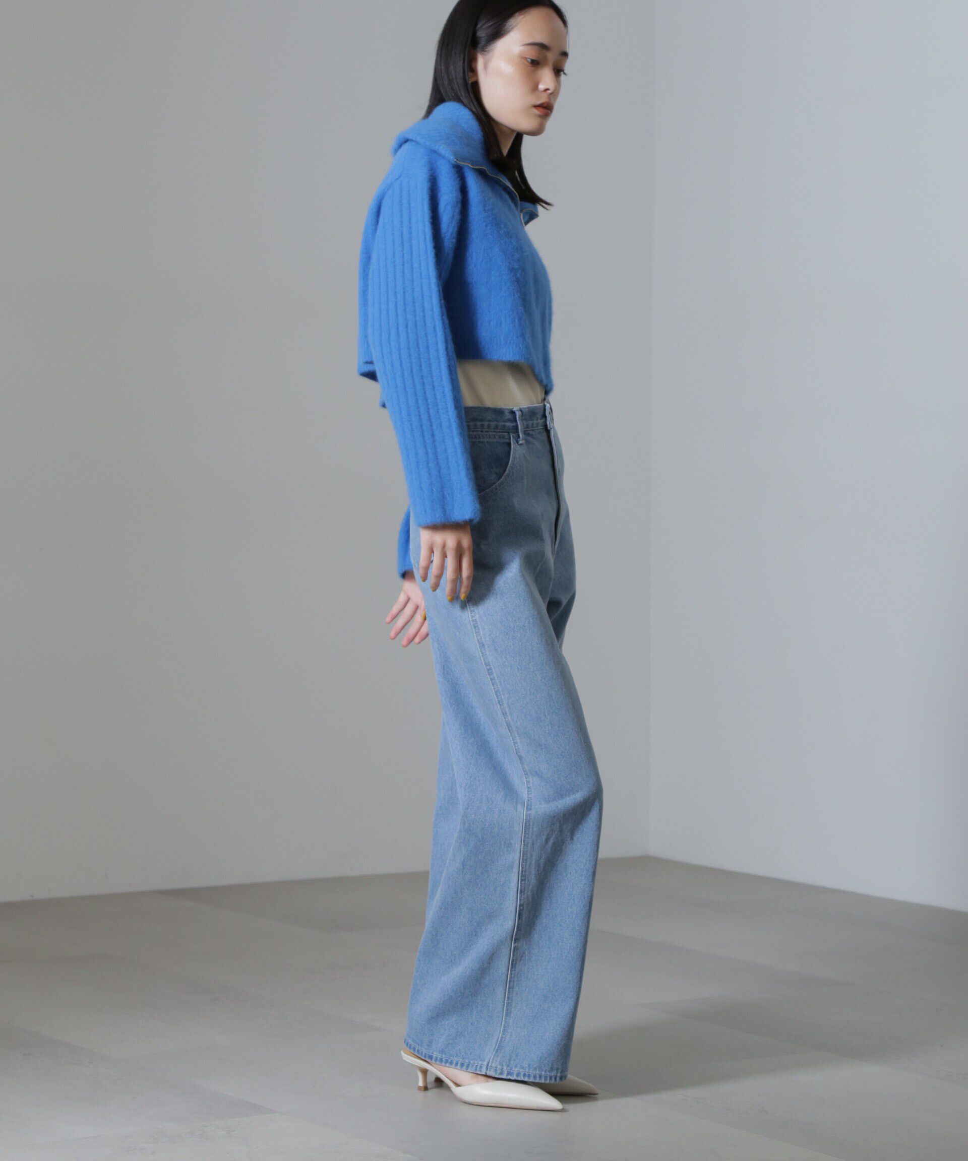 nano･universe「ハイウエストワイドデニムパンツ」|チノ|