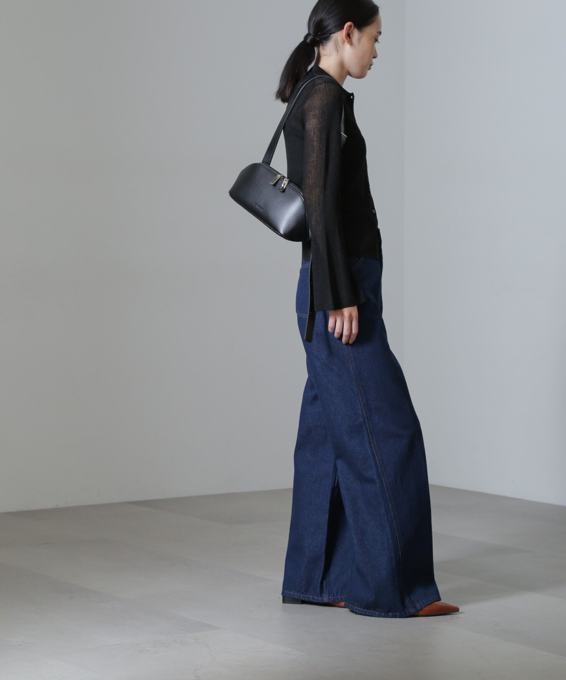 nano･universe「ハイウエストワイドデニムパンツ」|チノ|