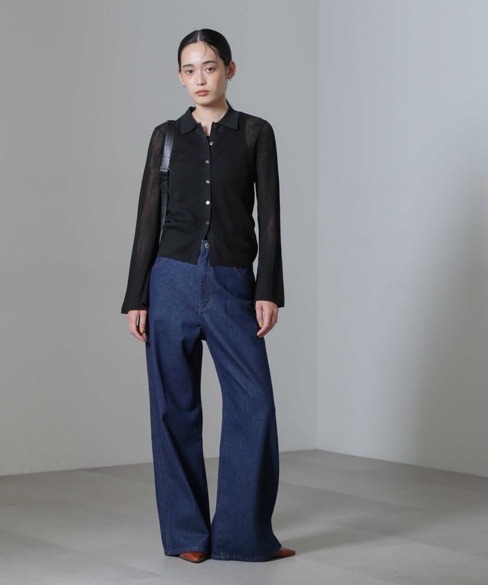 nano･universe「ハイウエストワイドデニムパンツ」|チノ|