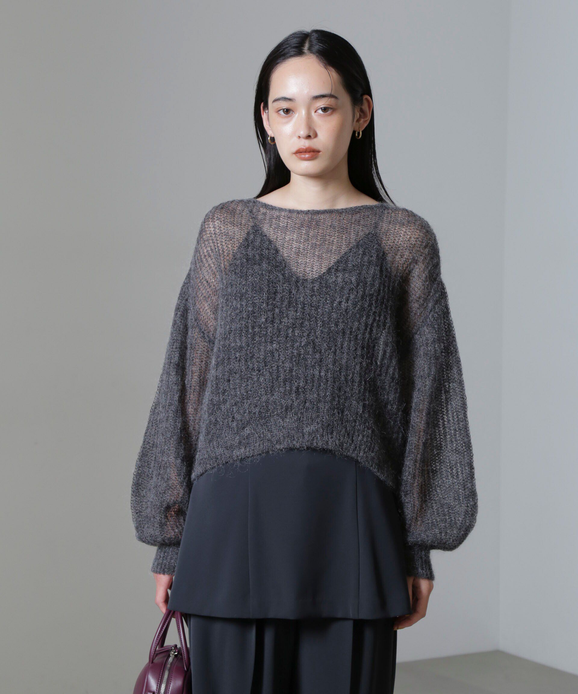 nano･universe「モヘヤ混ボリュームスリーブシアーニット」|ニット・セーター|
