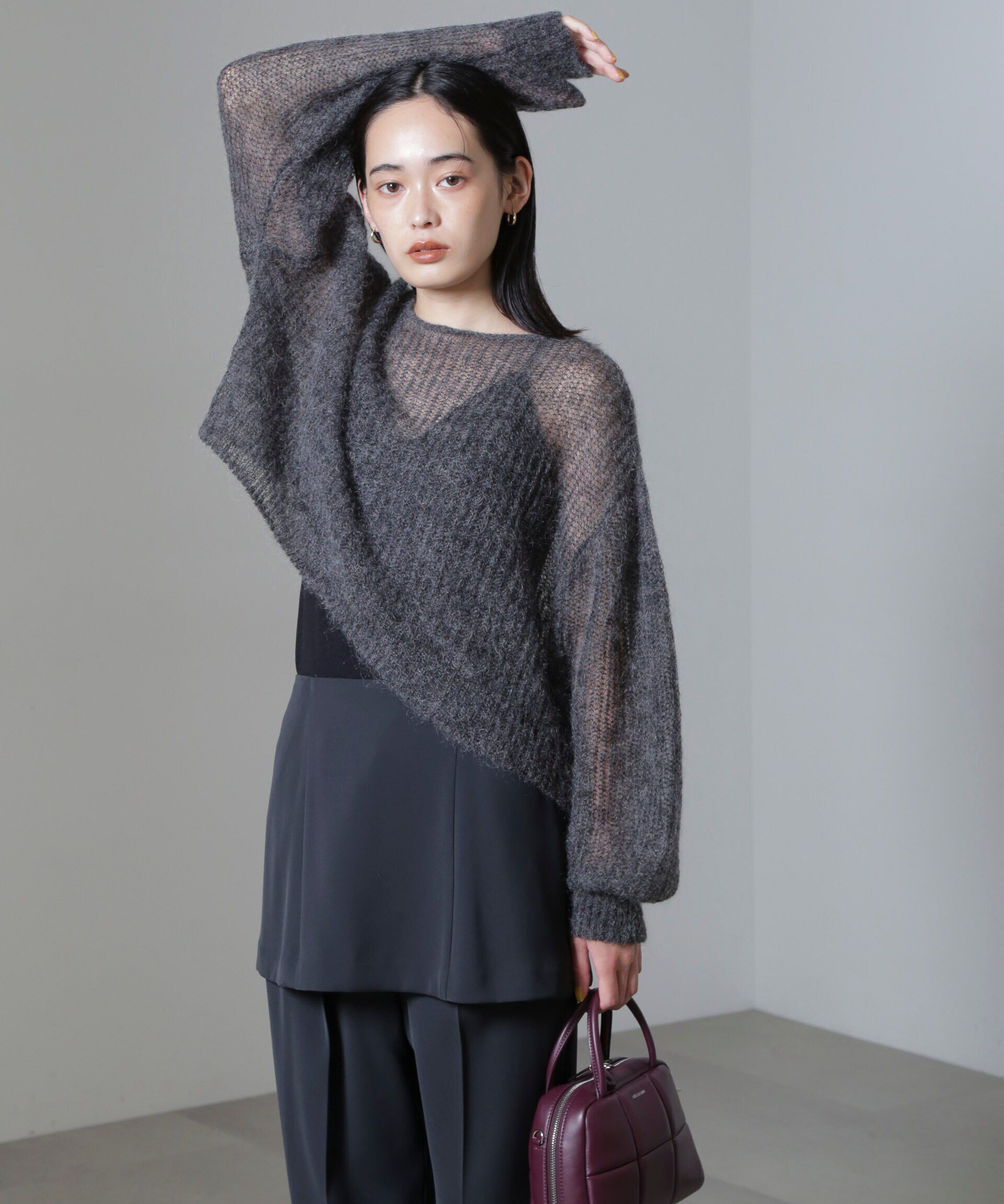 nano･universe「モヘヤ混ボリュームスリーブシアーニット」|ニット・セーター|