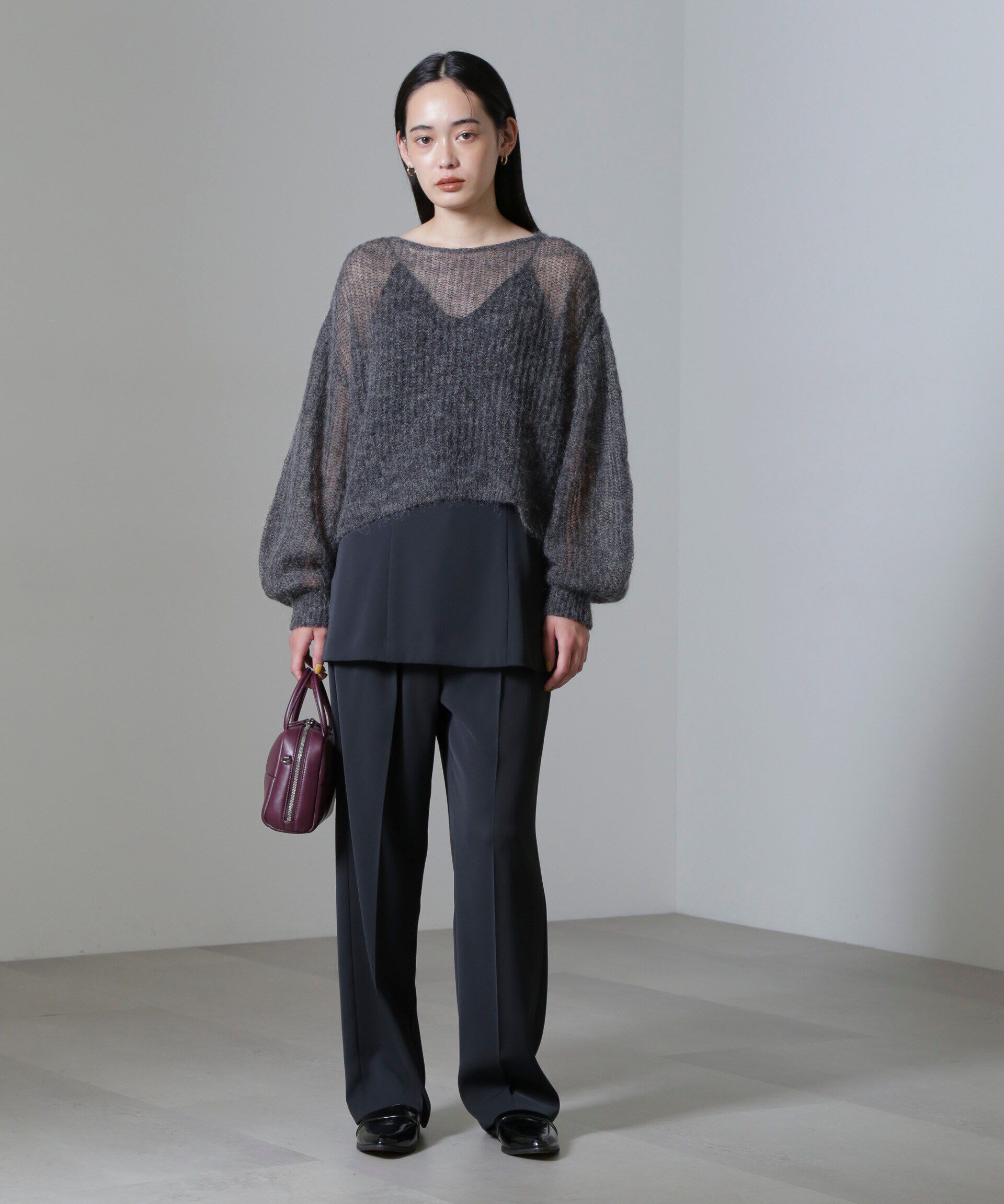 nano･universe「モヘヤ混ボリュームスリーブシアーニット」|ニット・セーター|