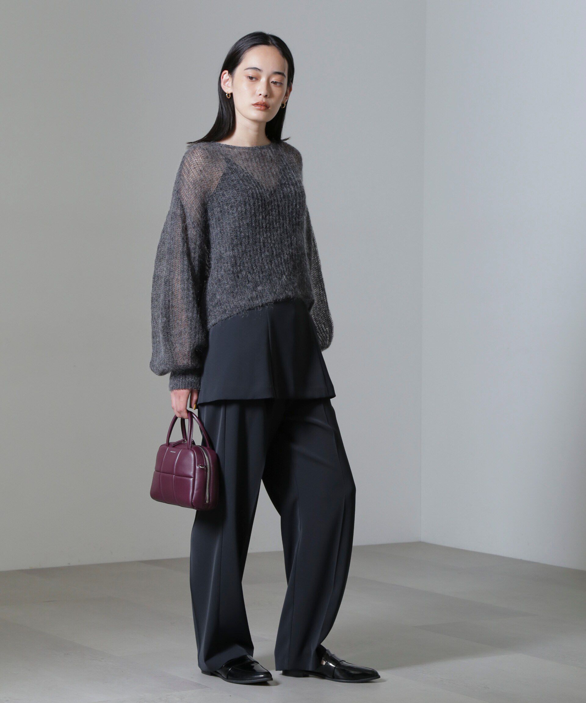 nano･universe「モヘヤ混ボリュームスリーブシアーニット」|ニット・セーター|