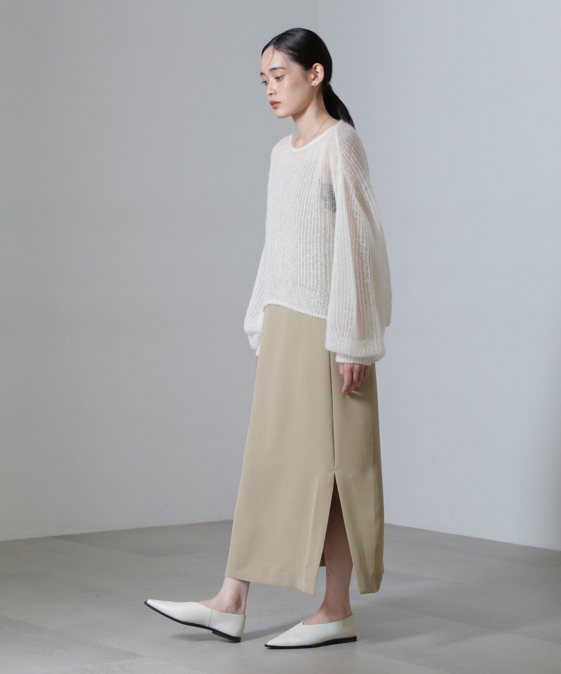 nano･universe「モヘヤ混ボリュームスリーブシアーニット」|ニット・セーター|