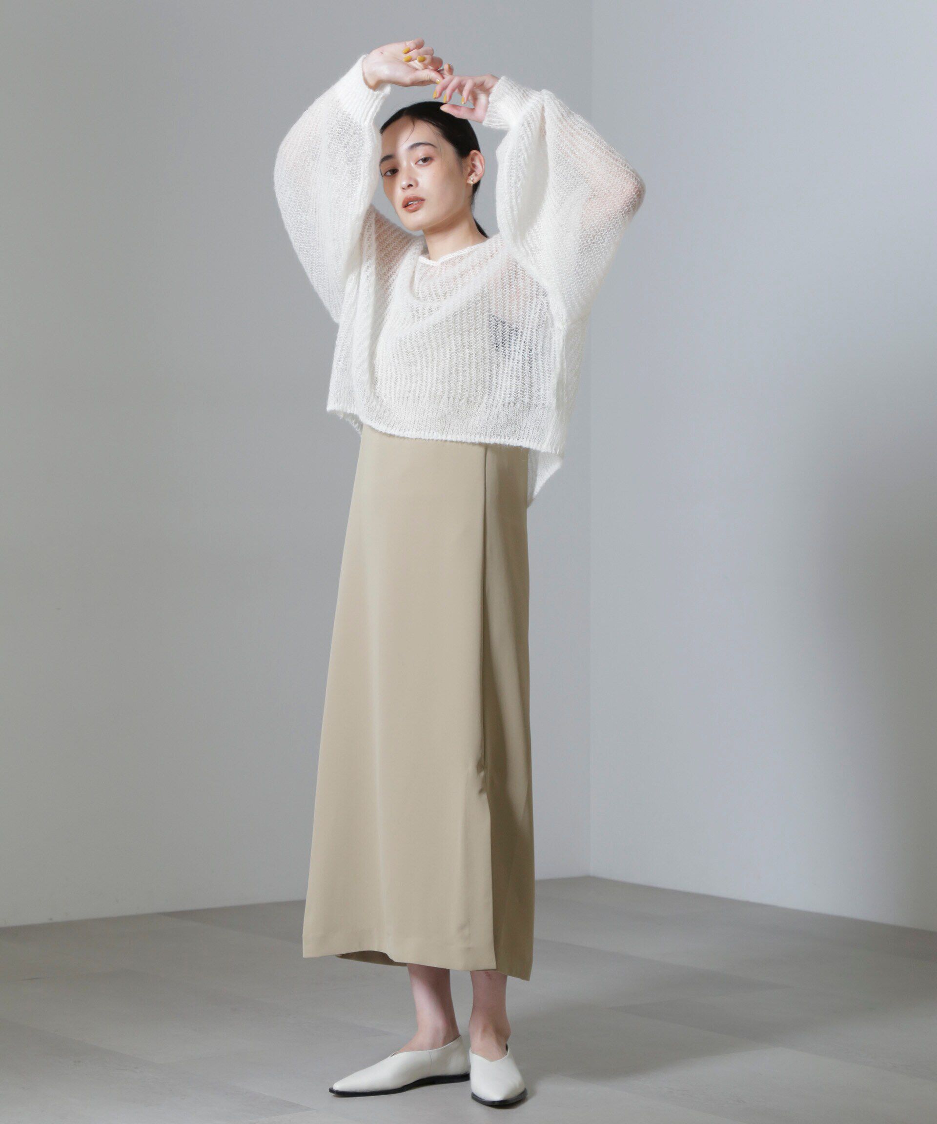 nano･universe「モヘヤ混ボリュームスリーブシアーニット」|ニット・セーター|