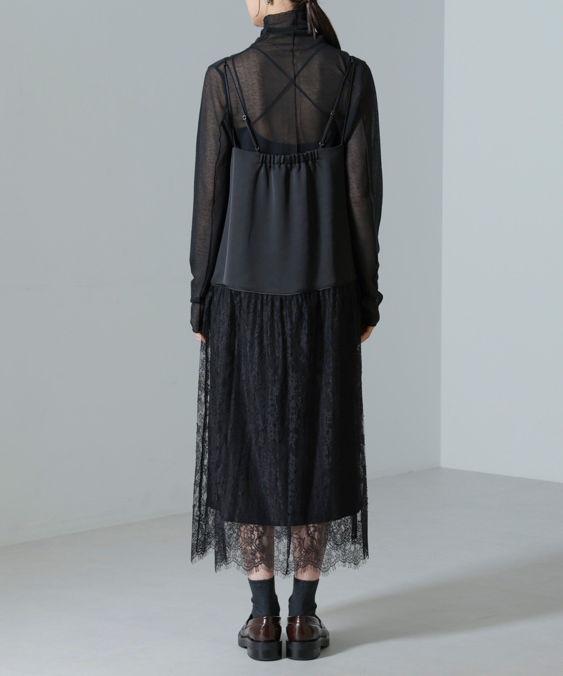 nano･universe「レース切り替えサテンキャミワンピース」|ワンピース|