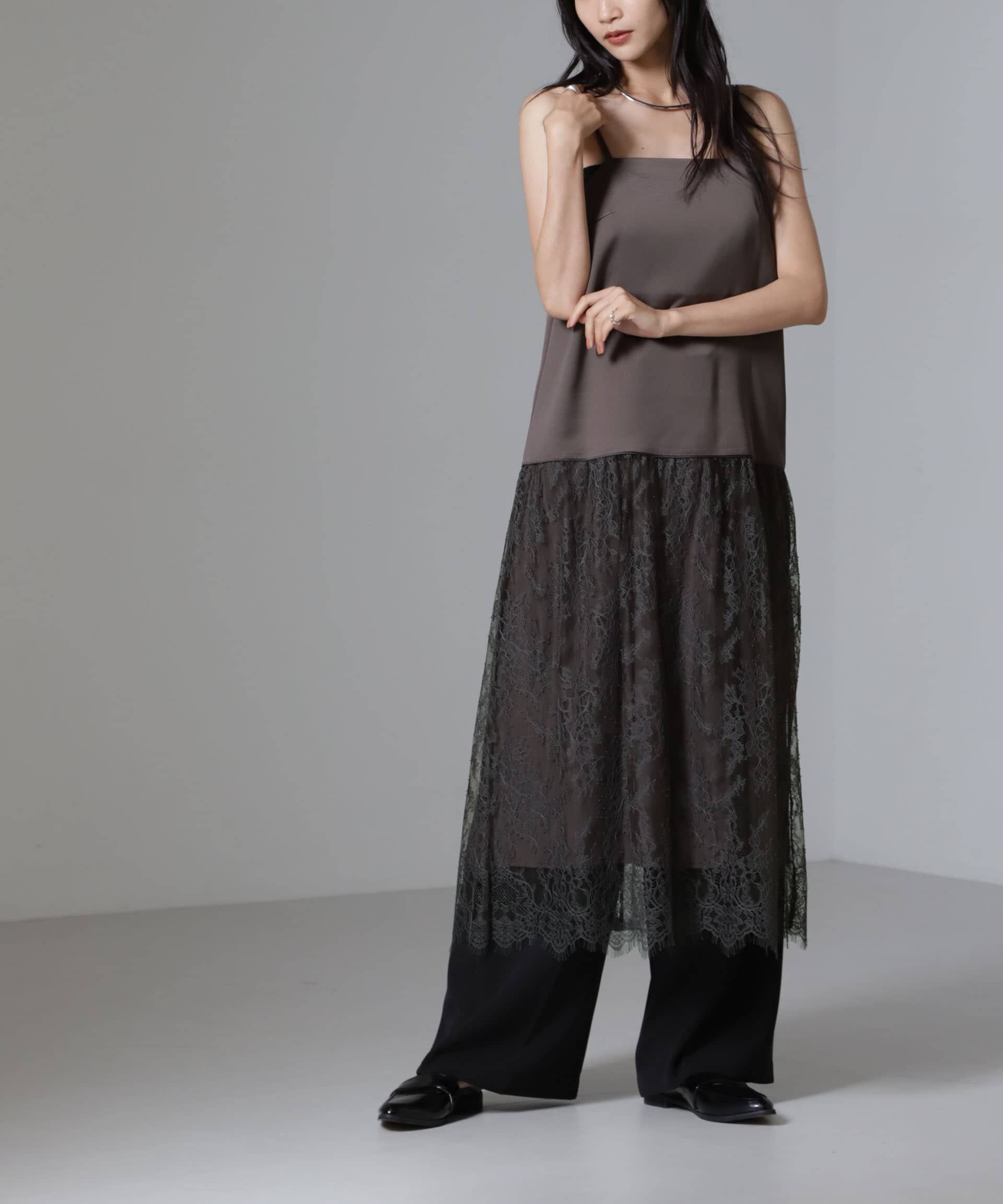 nano･universe「レース切り替えサテンキャミワンピース」|ワンピース|