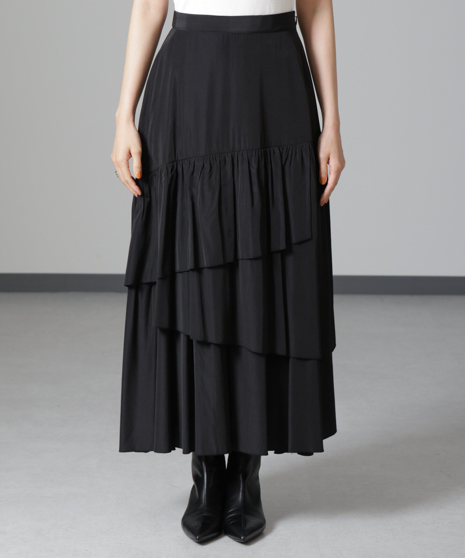 nano･universe「オーバーラップティアードスカート」|スカート|