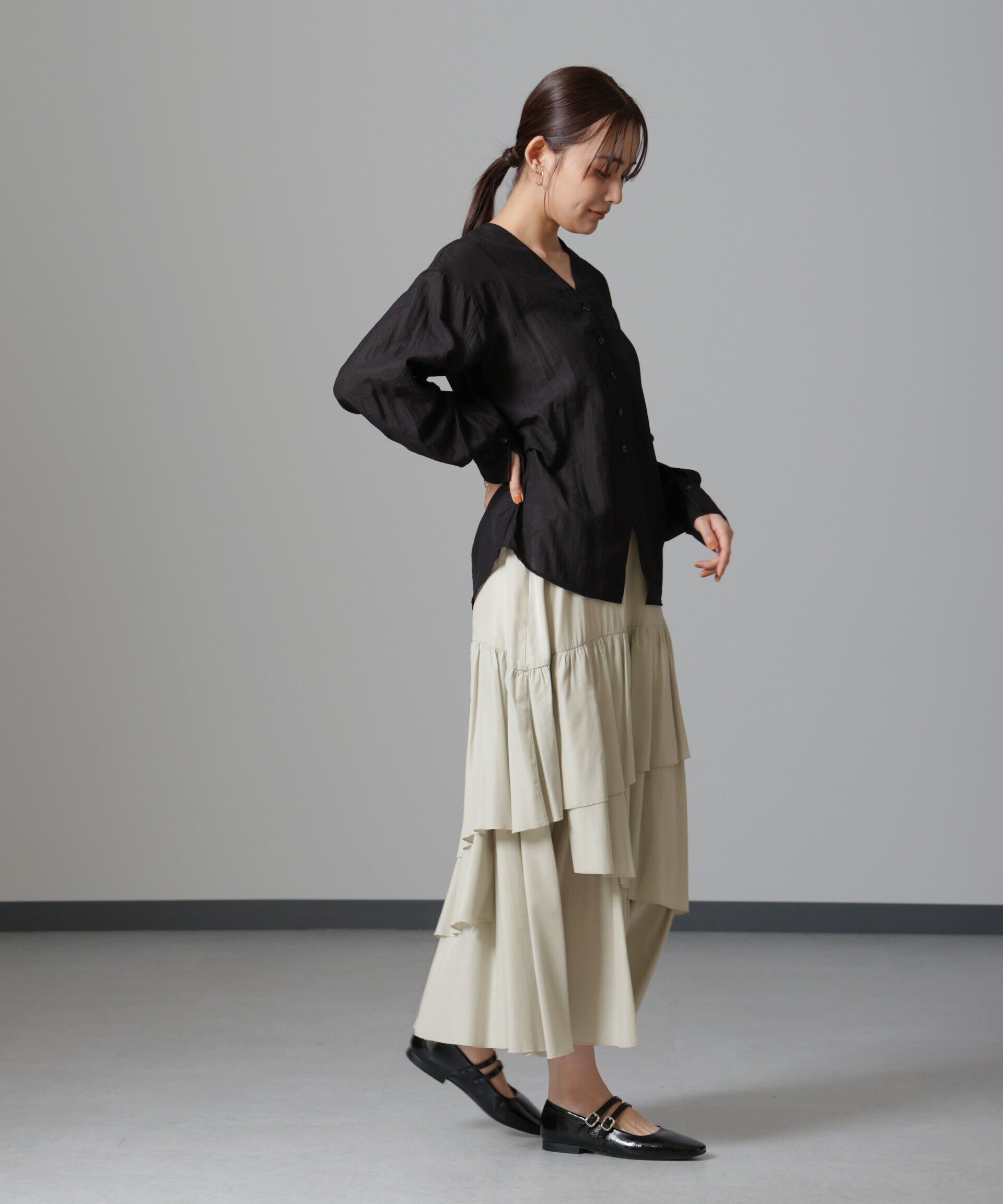 nano･universe「オーバーラップティアードスカート」|スカート|