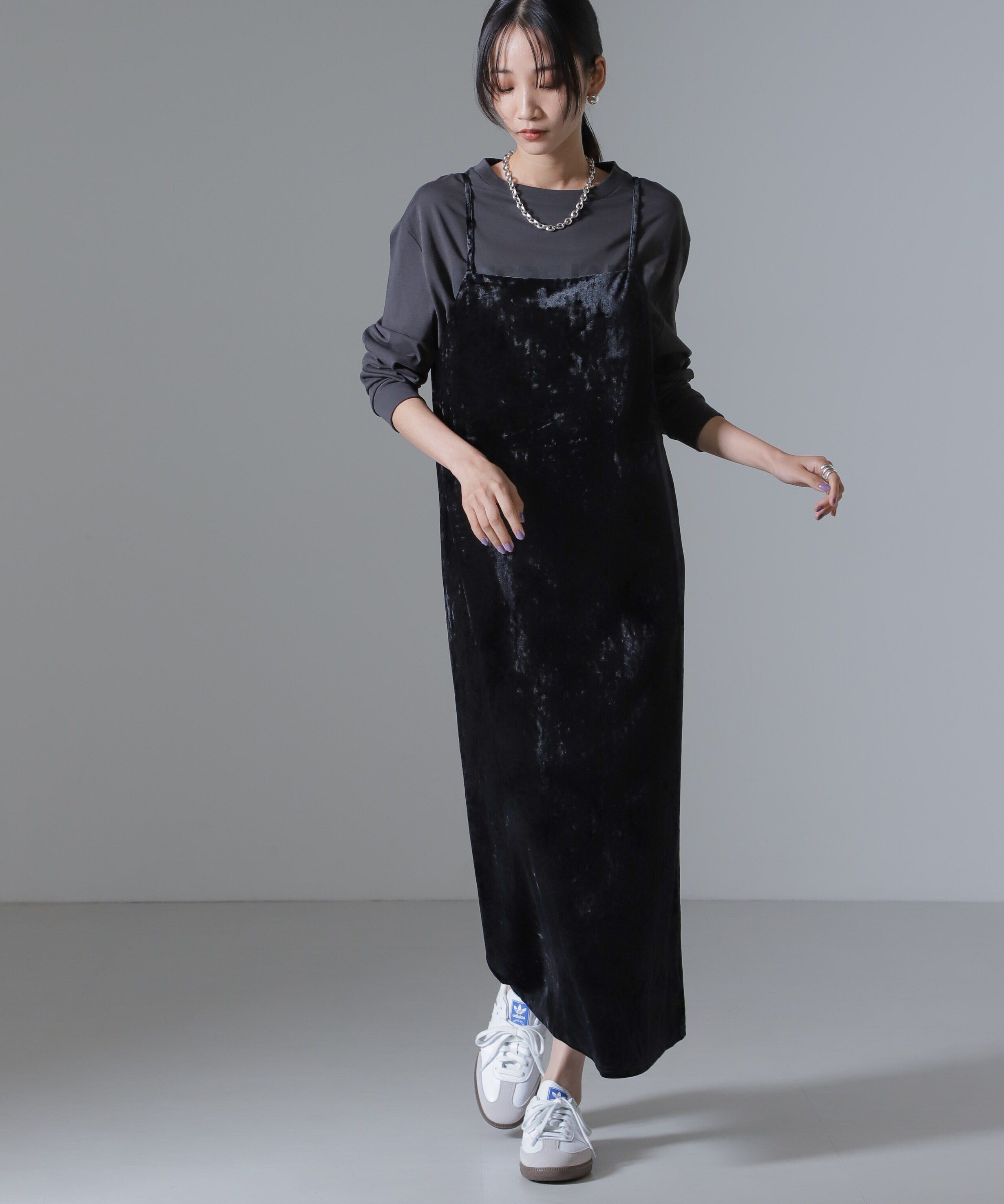 nano･universe「ベロアキャミソールワンピース（セットアップ可）」|ワンピース|