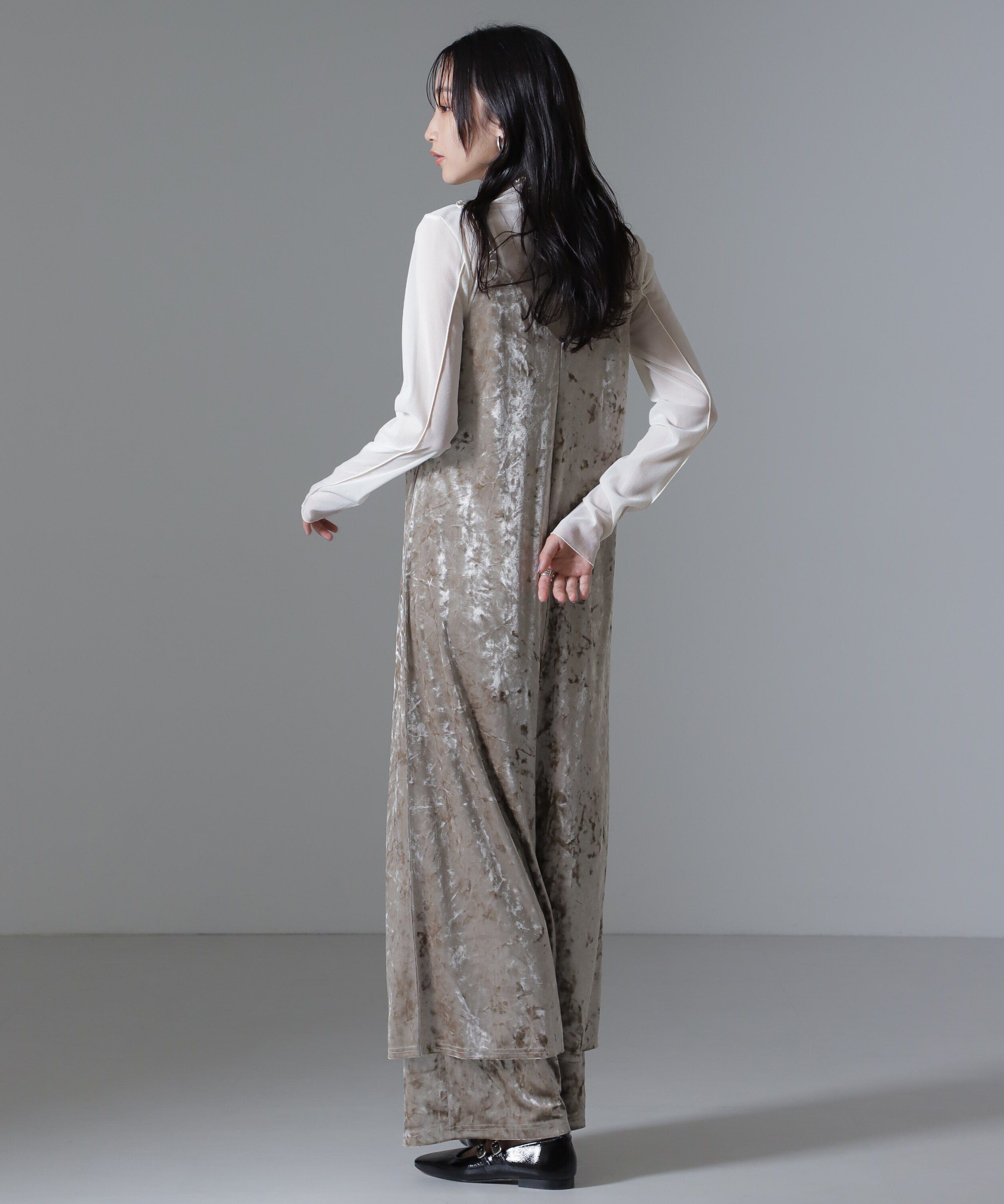 nano･universe「ベロアキャミソールワンピース（セットアップ可）」|ワンピース|