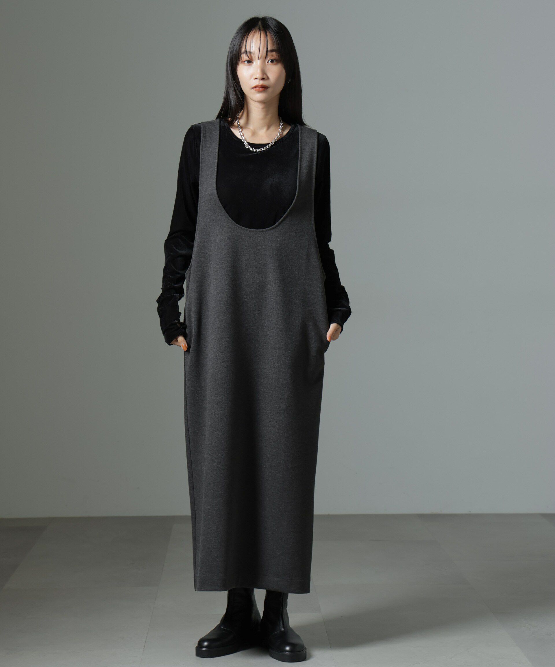 nano･universe「前後2wayクルーネックストレートラインジャンスカ」|ワンピース|