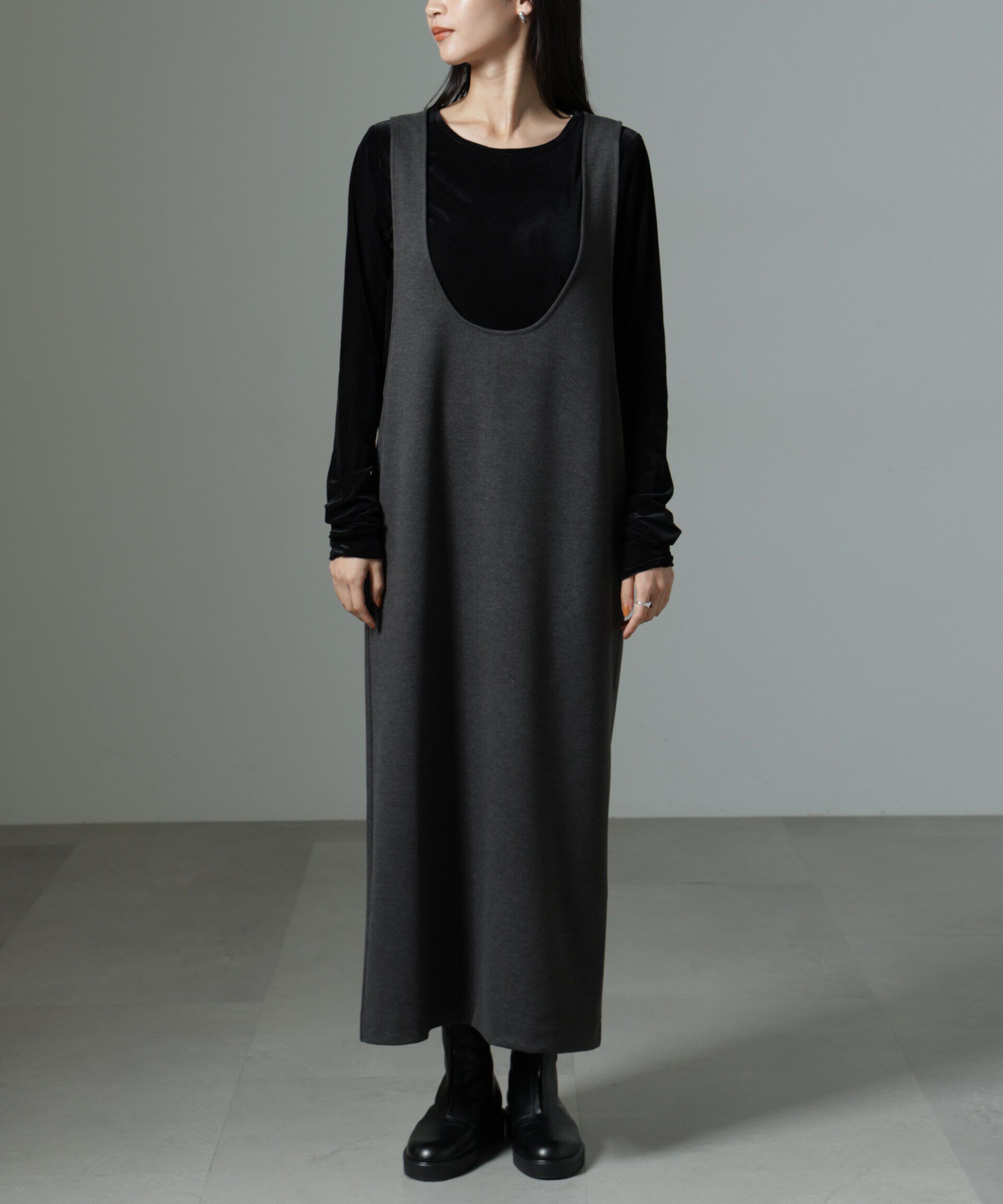 nano･universe「前後2wayクルーネックストレートラインジャンスカ」|ワンピース|