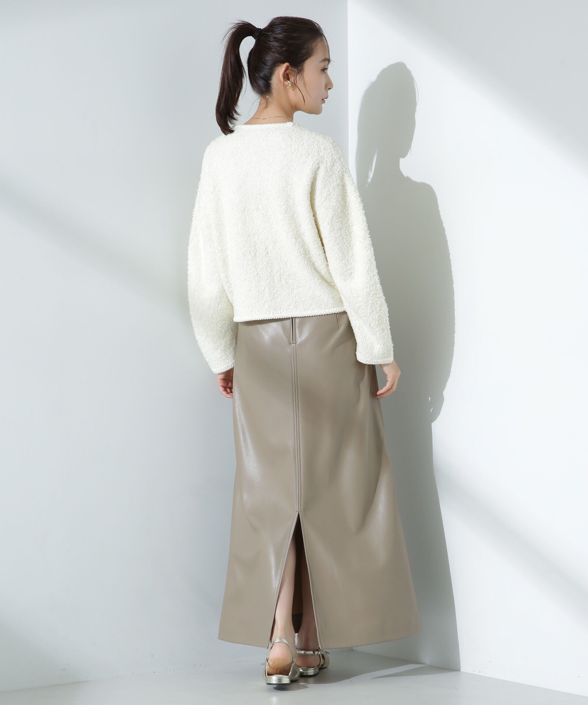 nano･universe「リボンヤーンニットジャケット」|ニット・セーター|