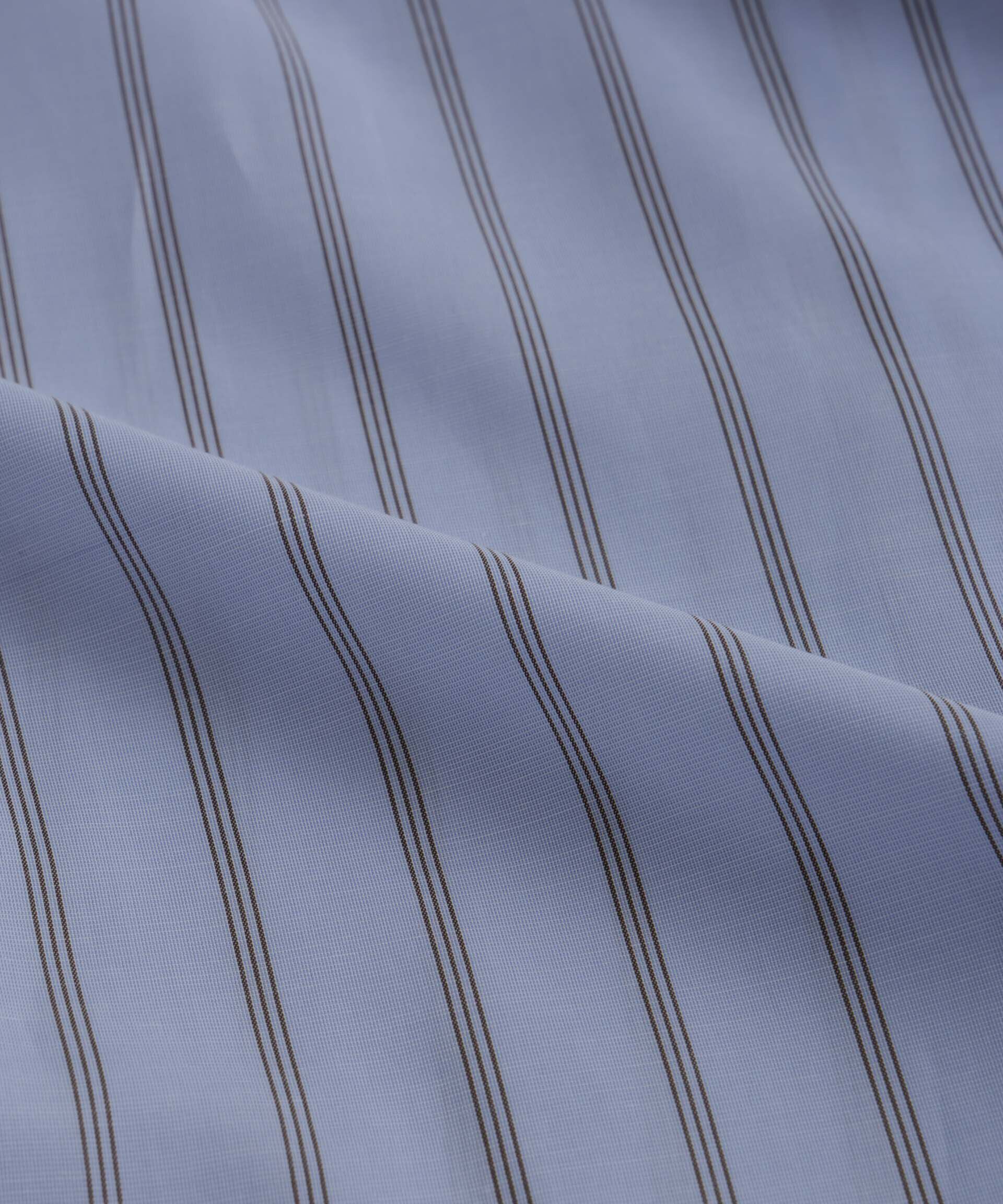 nano･universe「「大人のワイドシャツ」バンドカラー　ストライプ 長袖」|シャツ・ブラウス|