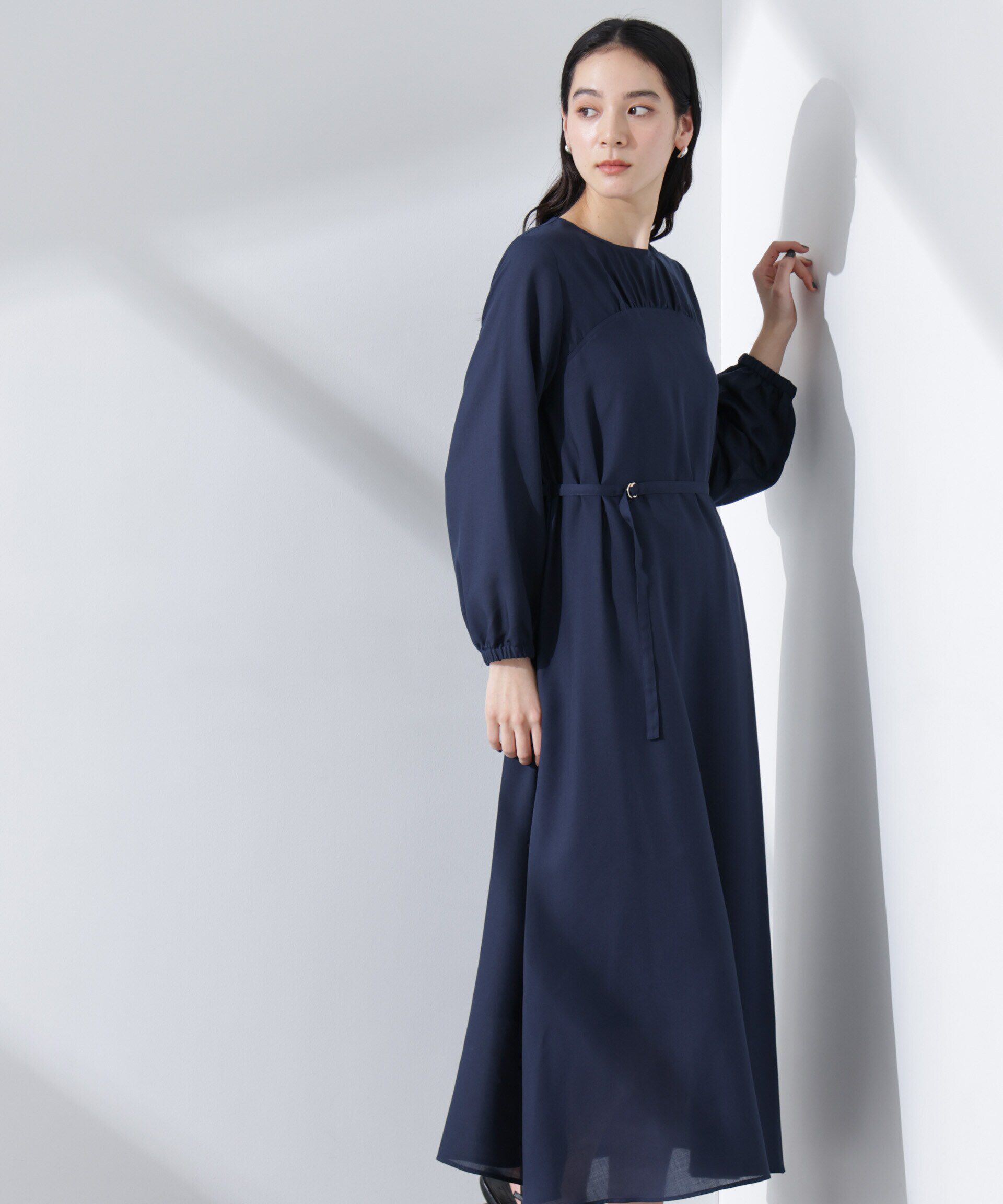 nano･universe「ベルト付きビエラワンピース」|ワンピース|ネイビー