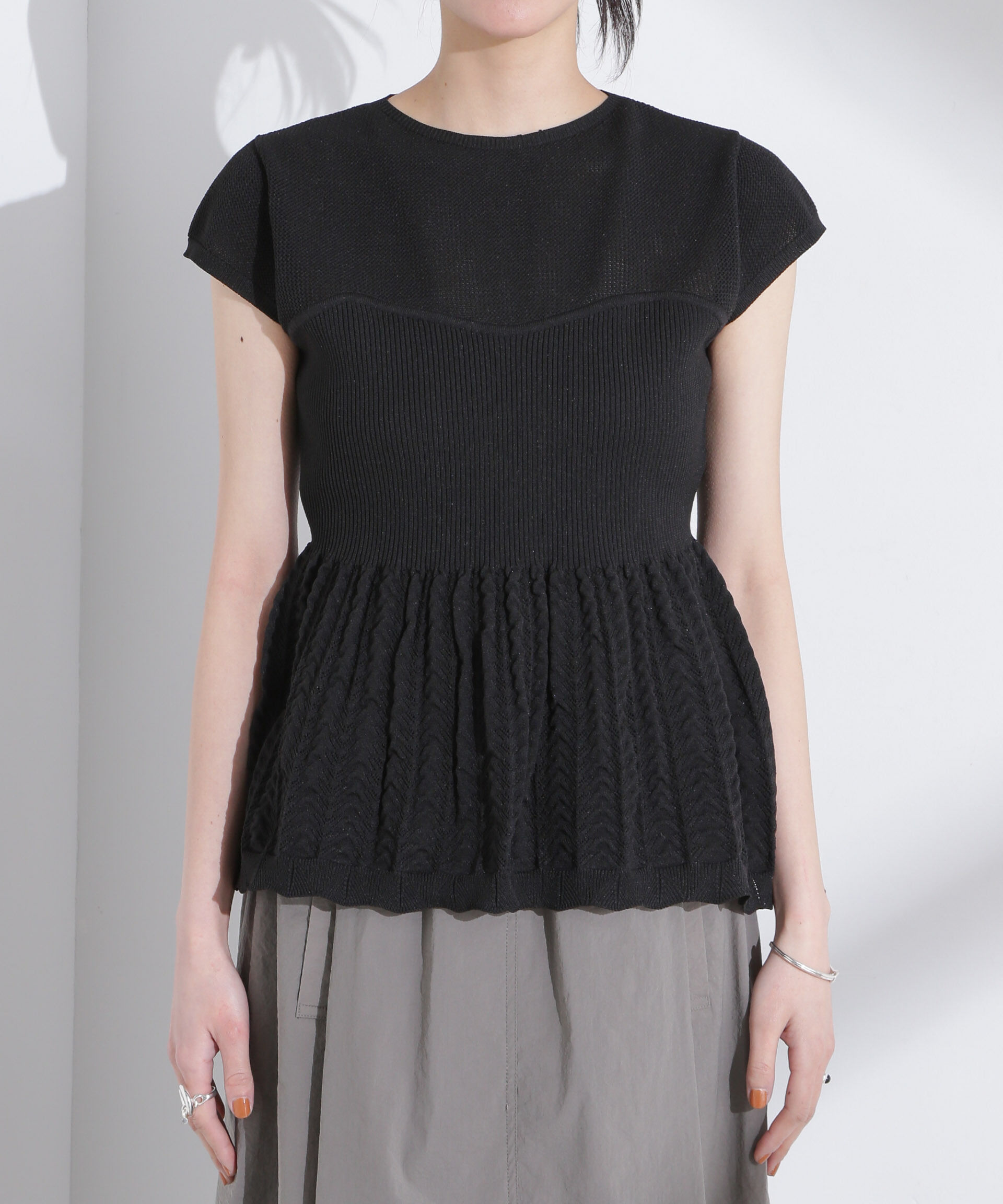 nano･universe「スカラップデザインニットトップス」|ニット・セーター|