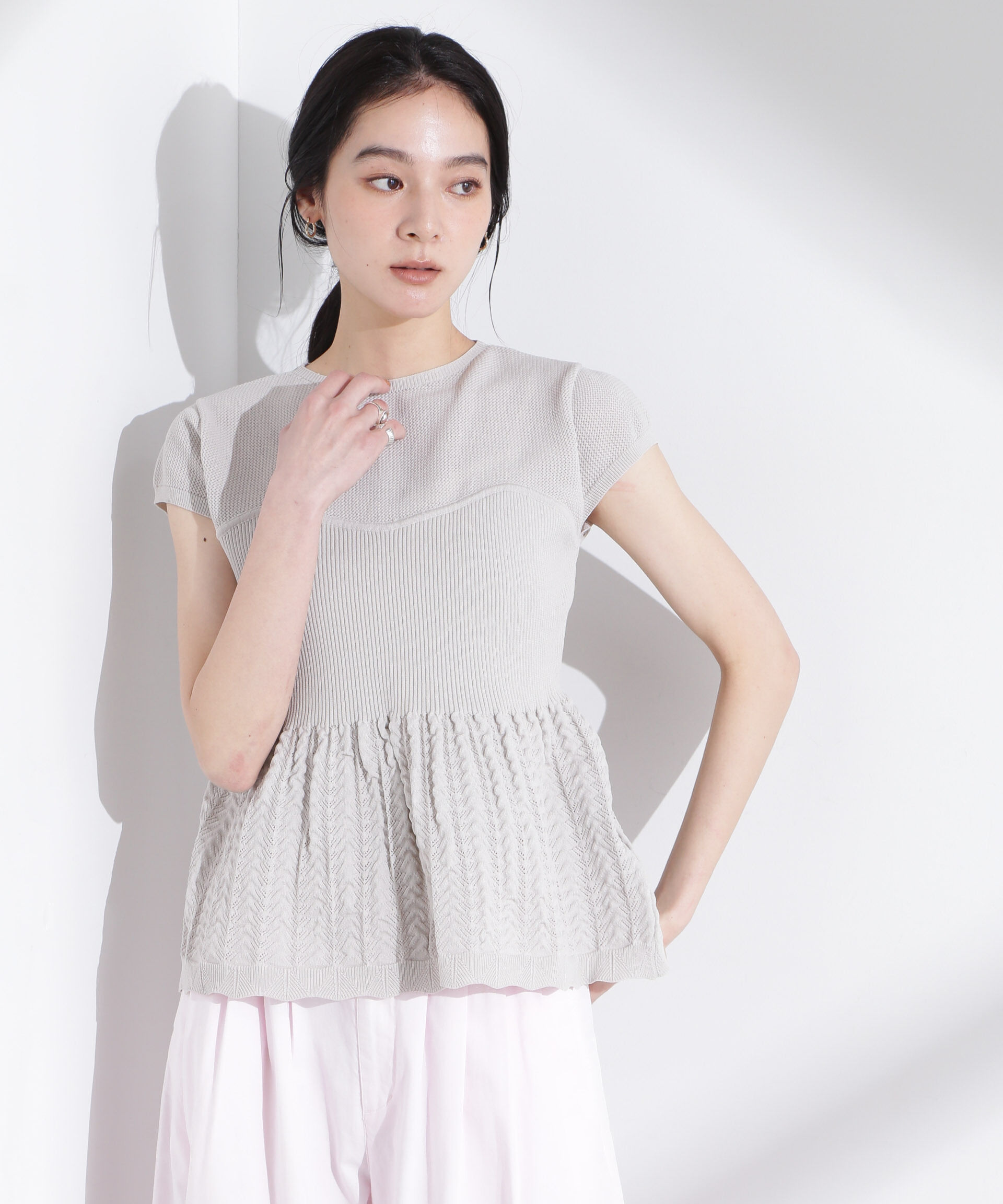 nano･universe「スカラップデザインニットトップス」|ニット・セーター|