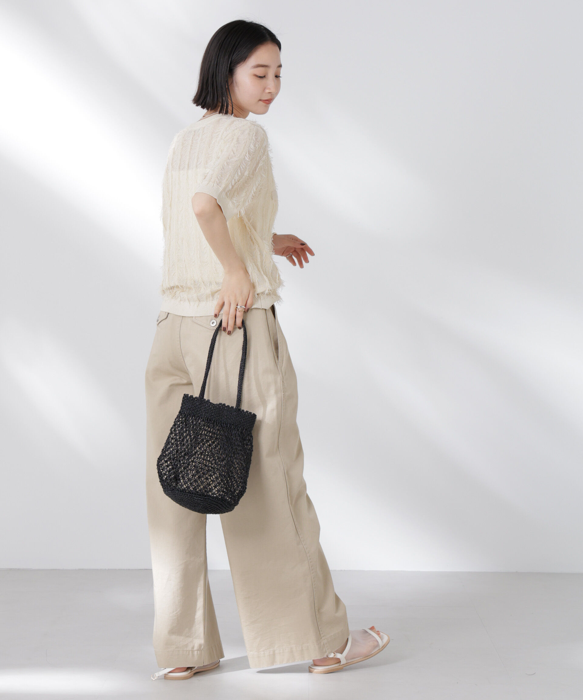 nano･universe「カットフリンジニットカーディガン」|ニット・セーター|