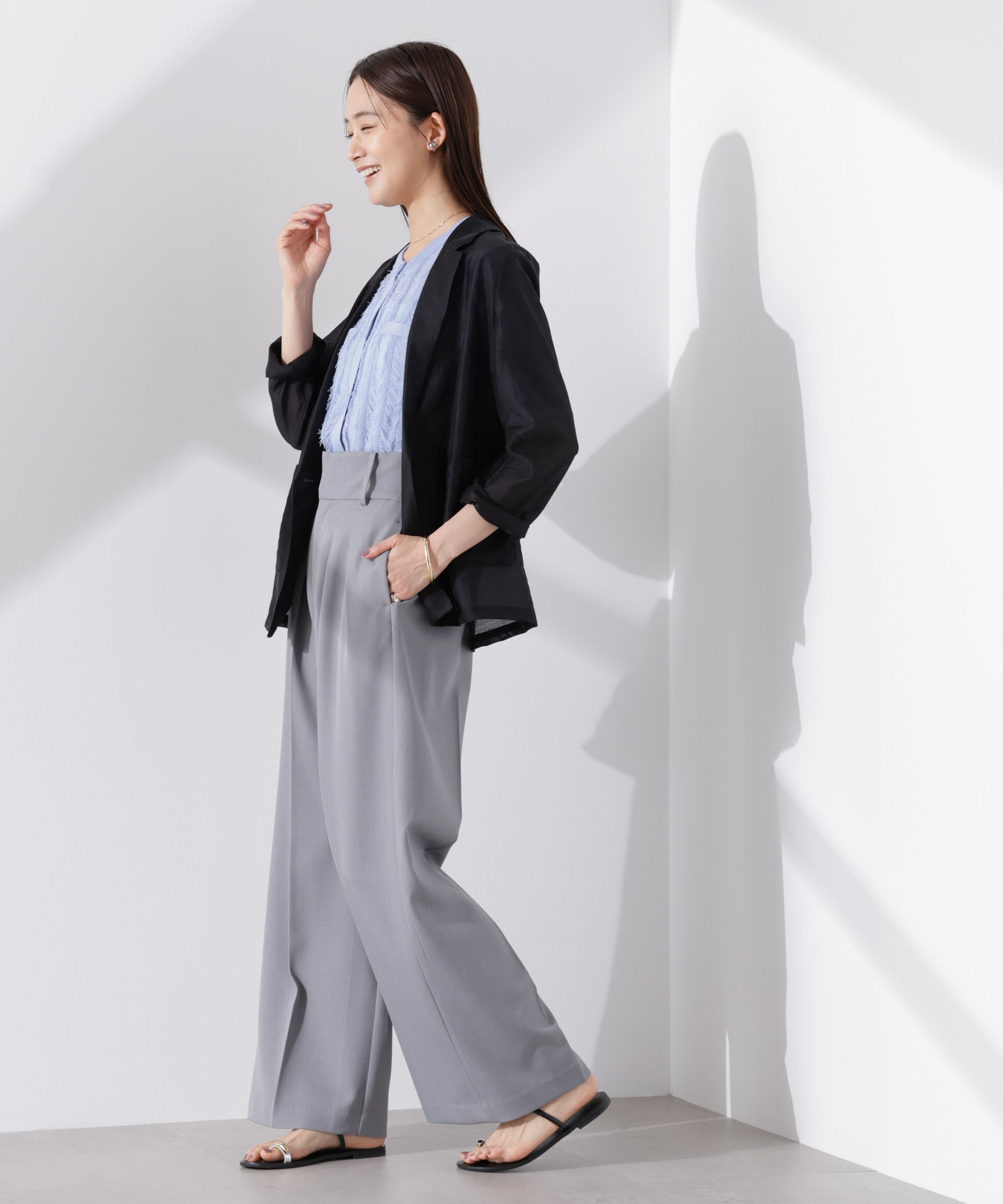 nano･universe「カットフリンジニットカーディガン」|ニット・セーター|