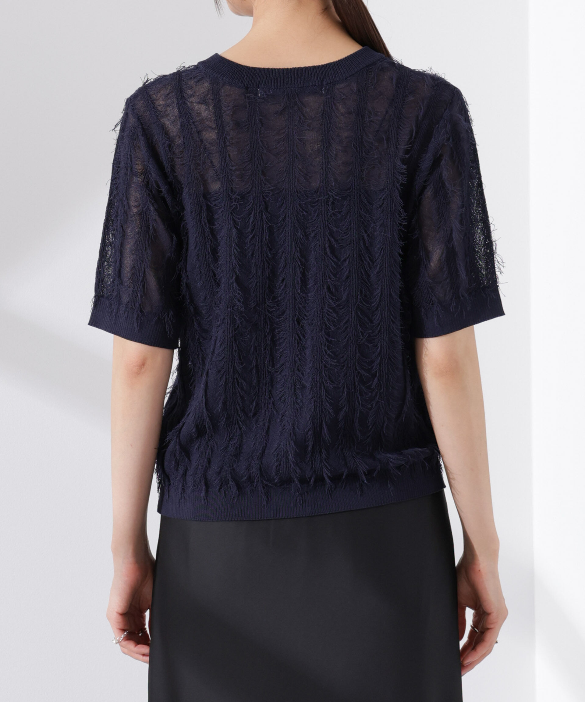 nano･universe「カットフリンジニットカーディガン」|ニット・セーター|