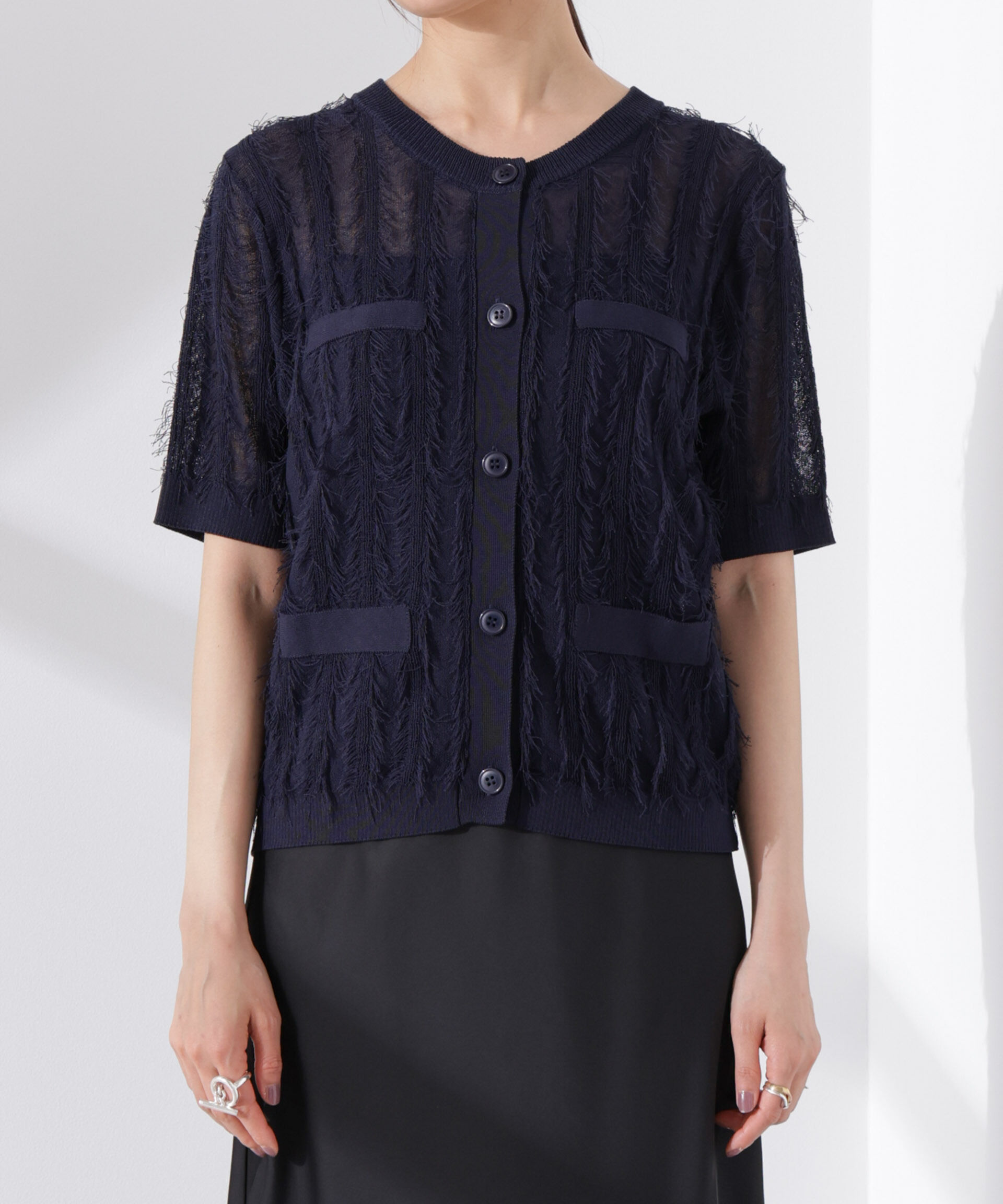 nano･universe「カットフリンジニットカーディガン」|ニット・セーター|