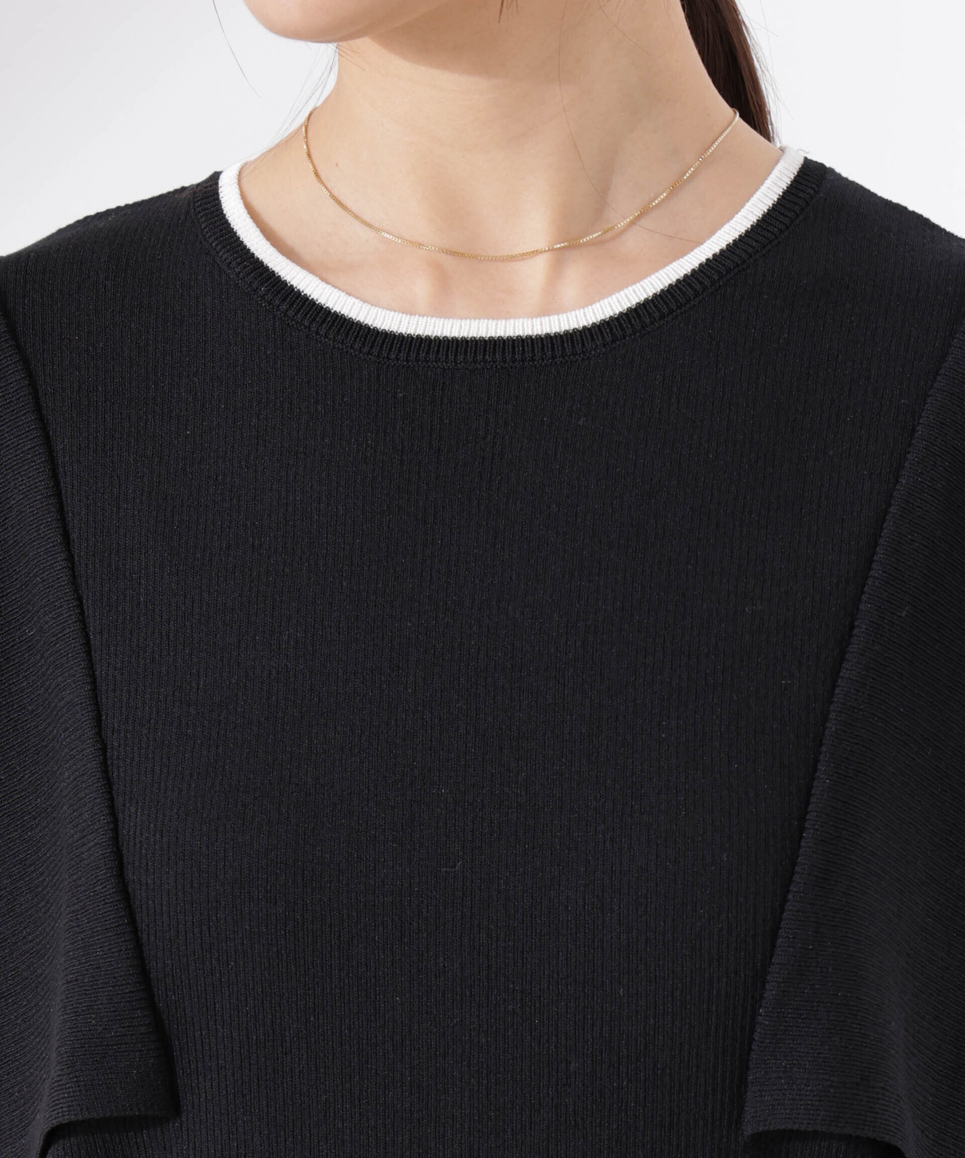 nano･universe「スクエアスリーブバイカラーニット」|ニット・セーター|