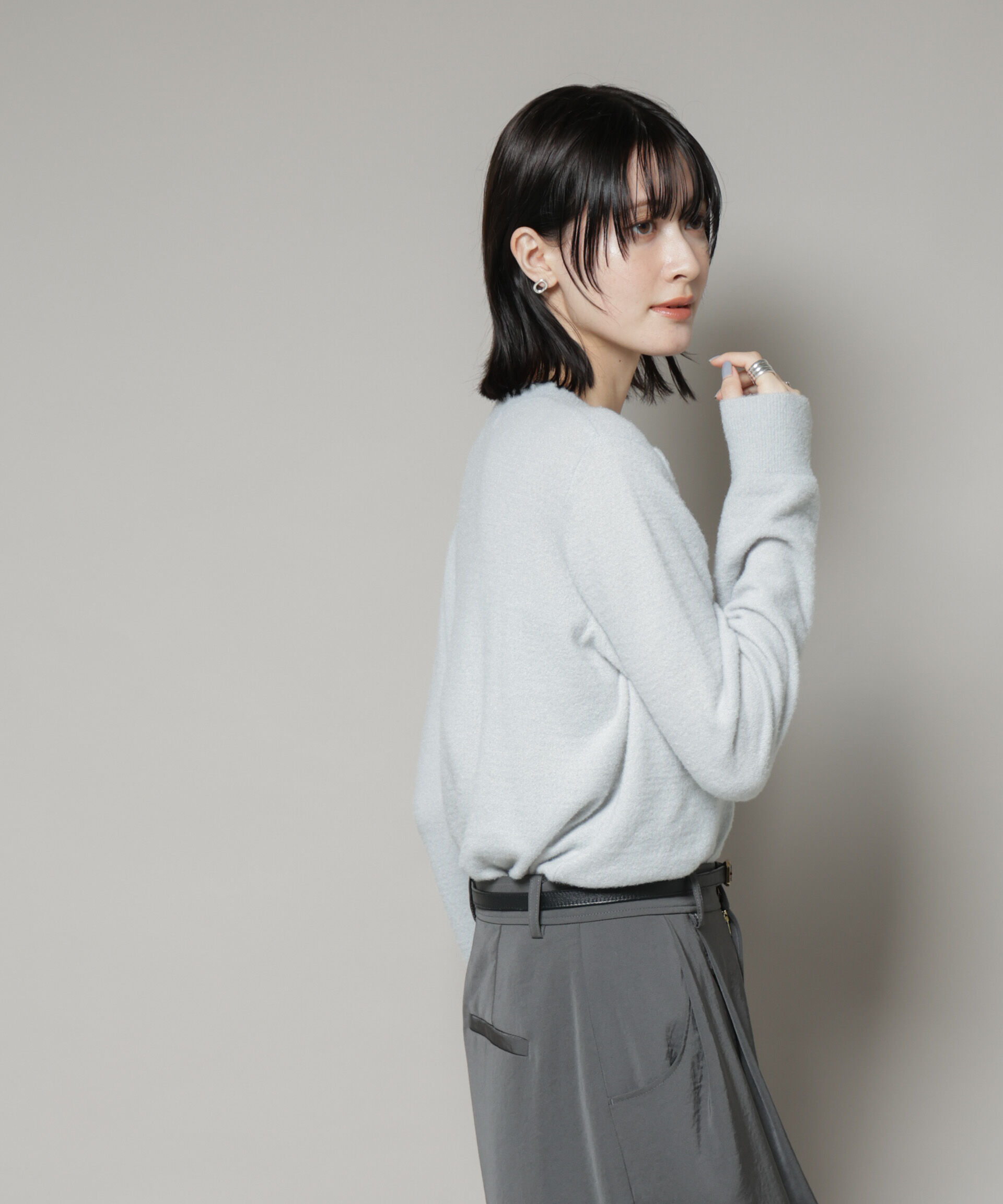 nano･universe「ミニラメシャギークルーネックカーディガン」|ニット・セーター|