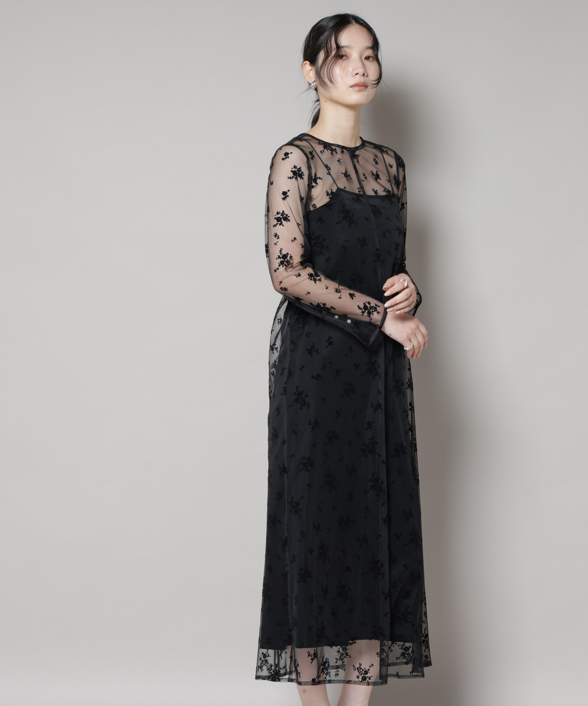 nano･universe「kaene/フロッキーベロア2wayドレス」|ワンピース|