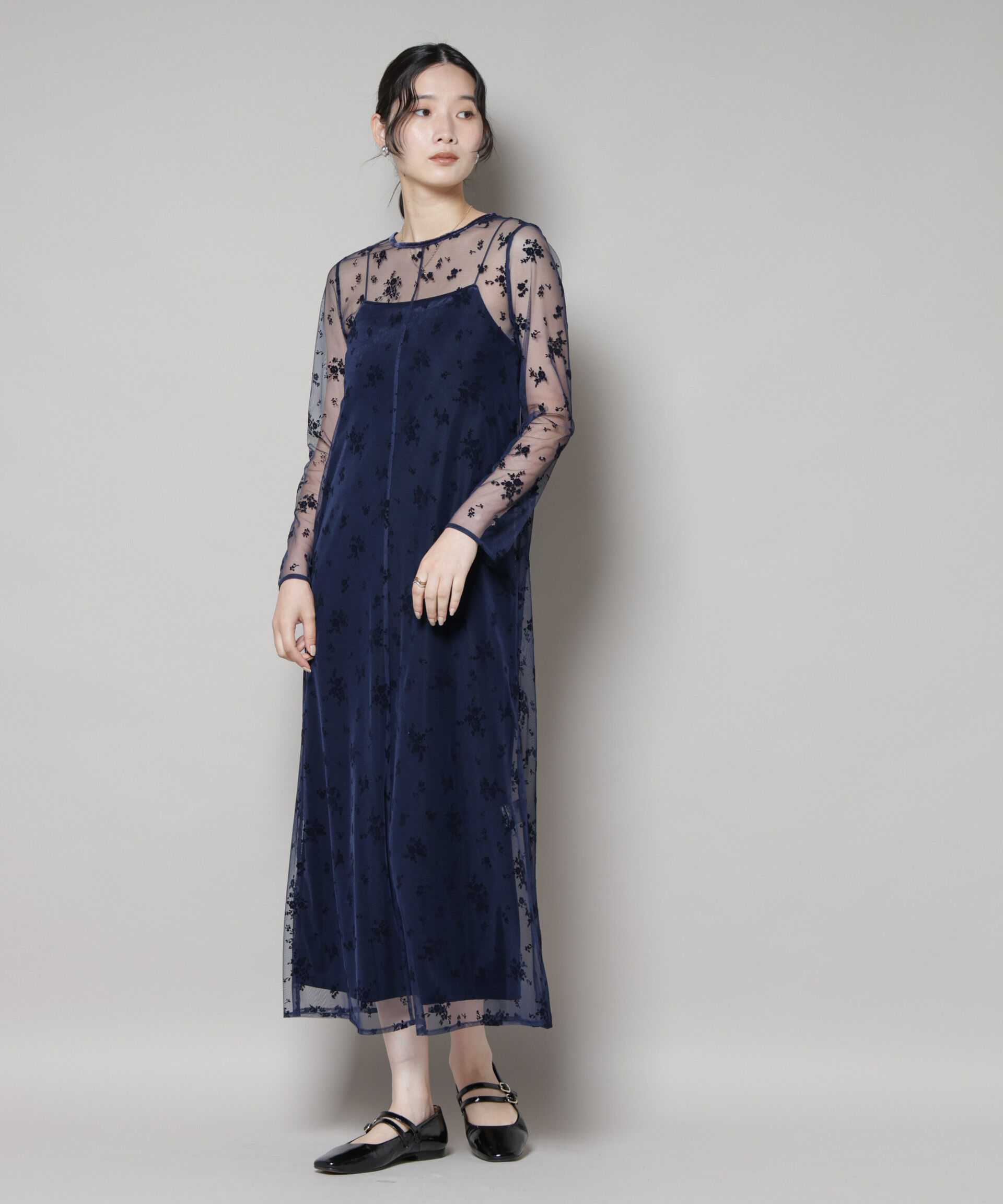 nano･universe「kaene/フロッキーベロア2wayドレス」|ワンピース|