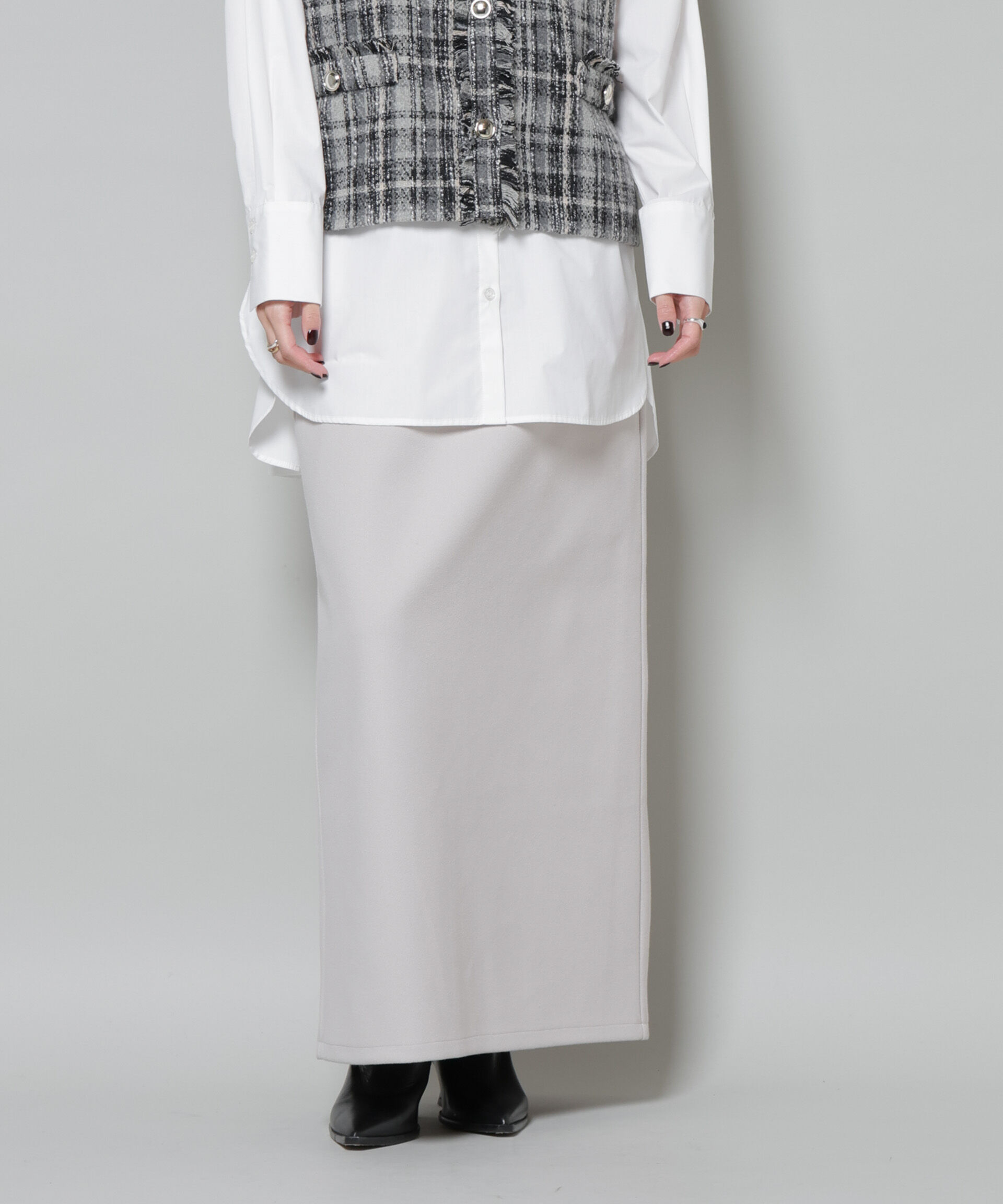 nano･universe「ソフトメルトンジャージーナローロングスカート(セットアップ可)」|スカート|