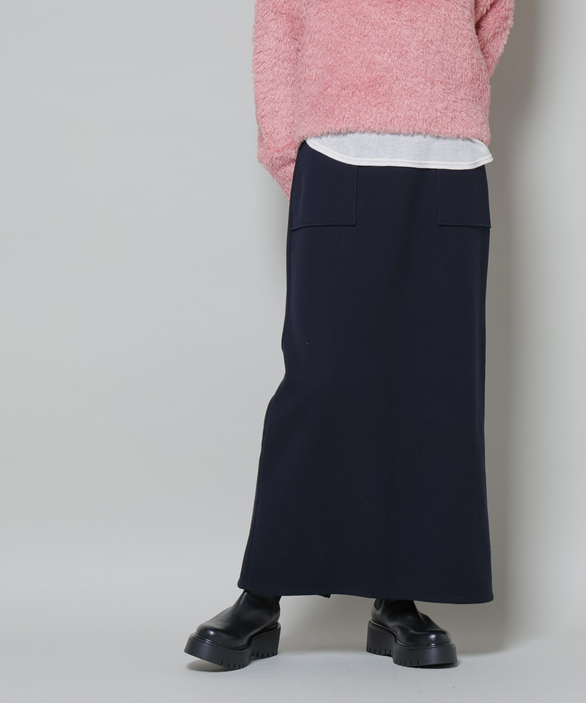 nano･universe「ソフトメルトンジャージーナローロングスカート(セットアップ可)」|スカート|