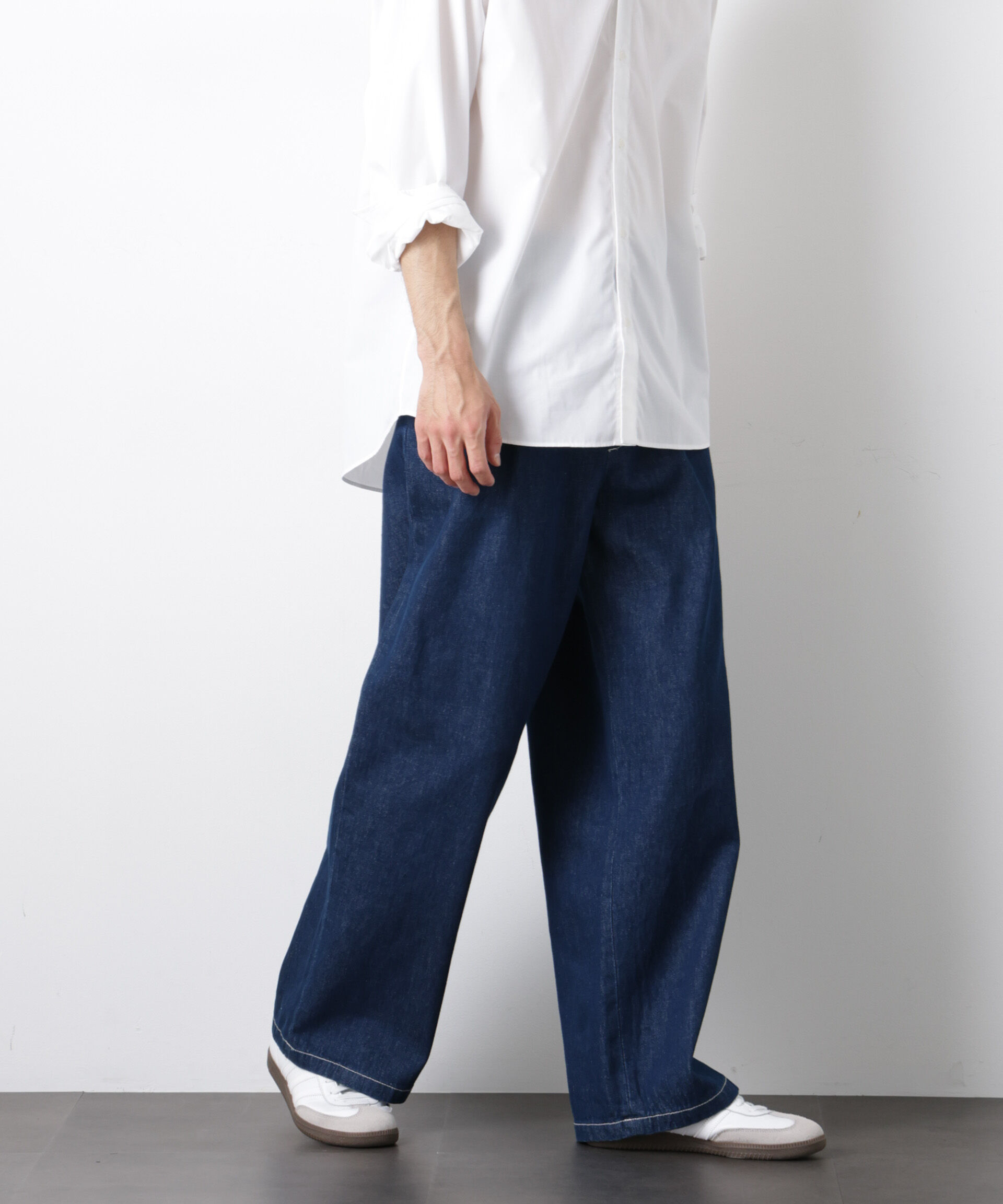 nano･universe「｢OtoNANO｣大人のワイドデニムパンツ」|チノ|ネイビー