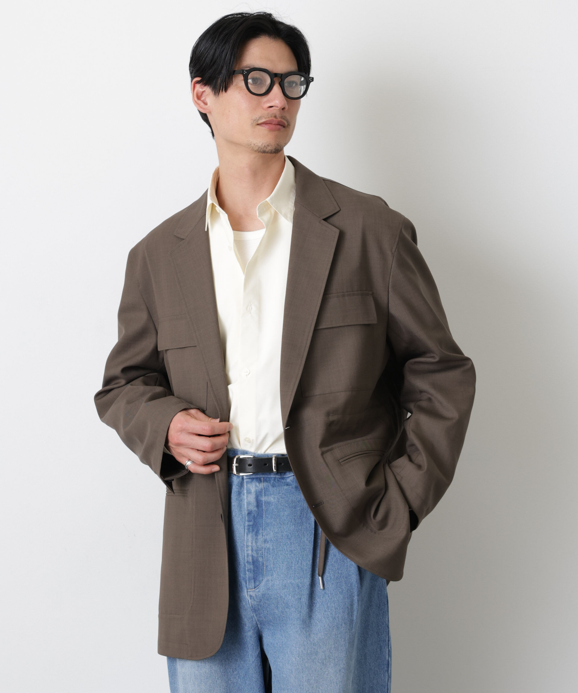 nano･universe「｢Gavante｣ ドライギャバテーラードジャケット」|テーラードジャケット|カーキ