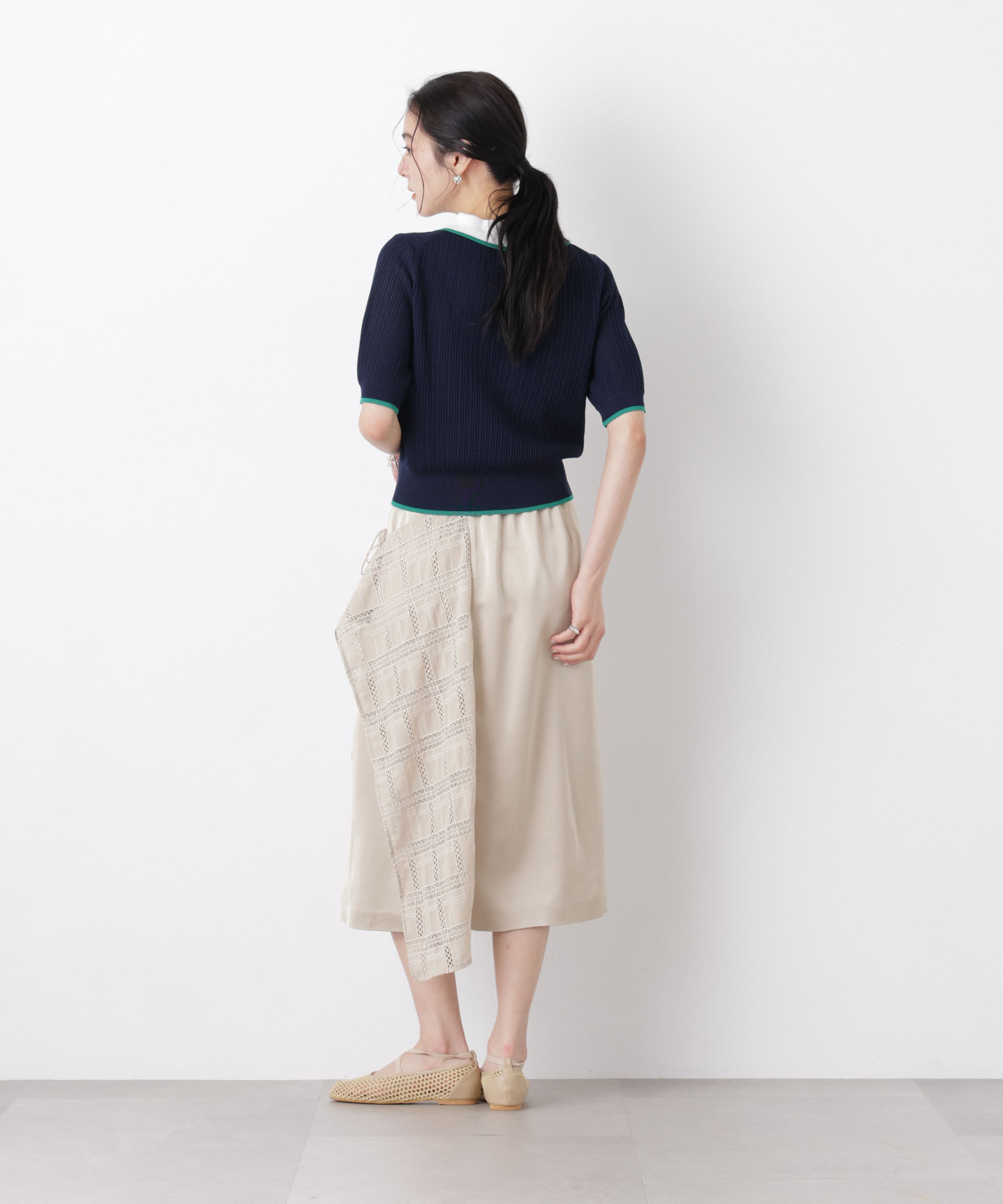 nano･universe「スクエアヘム刺繍レース切り替えスカート」|スカート|