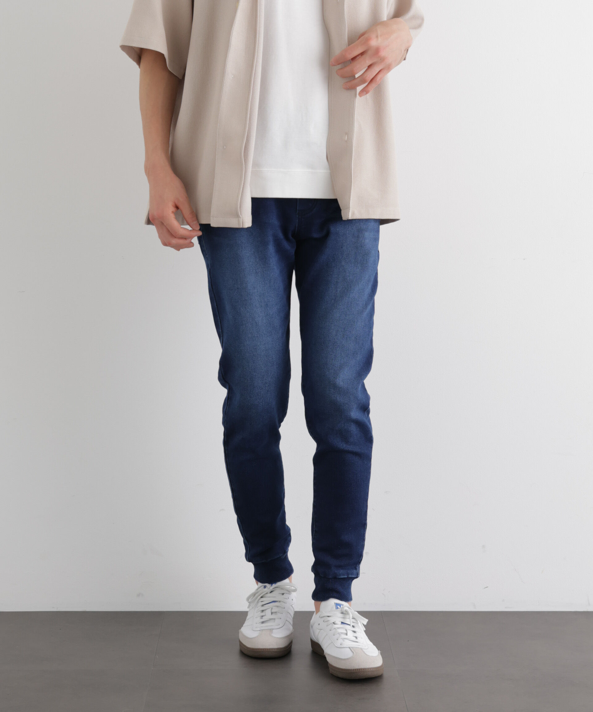 nano･universe「｢Meaningful Continuity｣ ストレッチデニムジョガーパンツ」|チノ|ネイビー