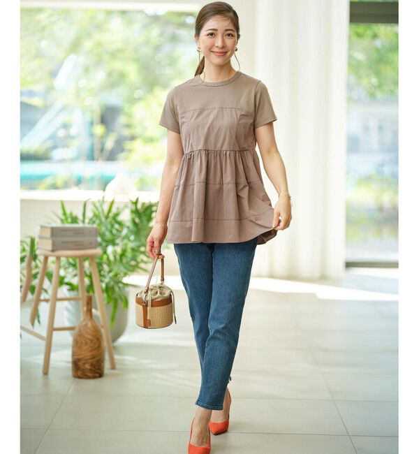 組曲「ライトデニム ベルト付きストレートパンツ」|デニム|