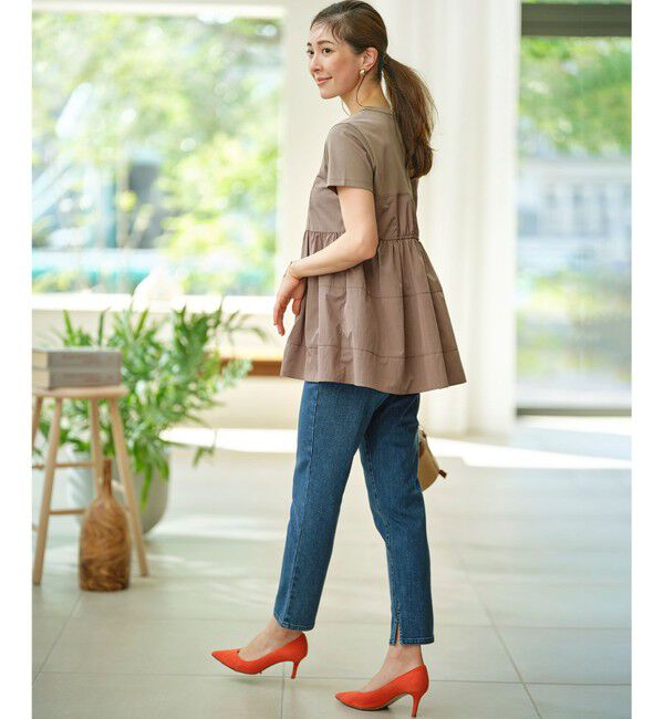 組曲「ライトデニム ベルト付きストレートパンツ」|デニム|