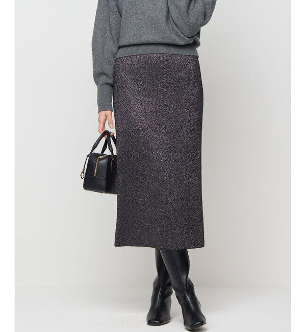 組曲「【Oggiコラボ】きらきらラメニットスカート」|スカート|ブラック系