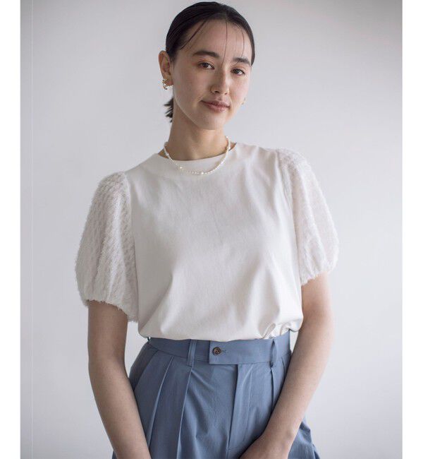 組曲「華感コンビネーションスリーブ カットソー」|Tシャツ・カットソー|アイボリー系