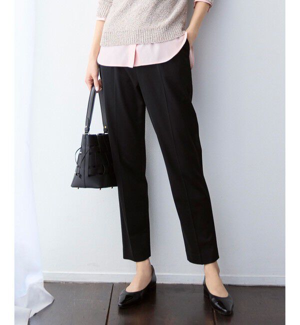 自由区「【新色追加・人気のため再入荷・ウエストゴム】ライトフィールジャージータックテーパード パンツ」|その他|ブラック