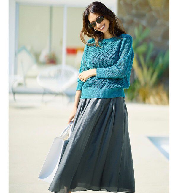 自由区「【SHIHOさん着用】リネンミドルゲージメッシュ ニット」|ニット・セーター|