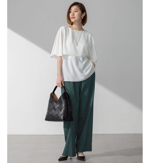 23区「【新色追加】ストレッチジョーゼット  ケープデザイン カットソー」|Tシャツ・カットソー|