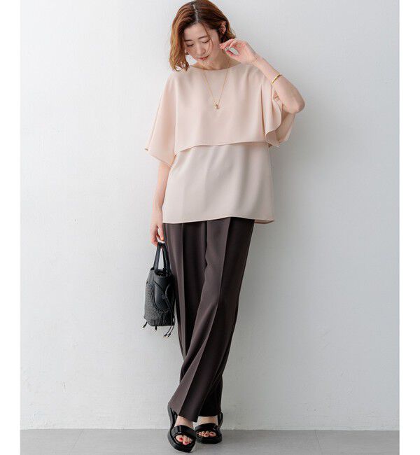 23区「【新色追加】ストレッチジョーゼット  ケープデザイン カットソー」|Tシャツ・カットソー|