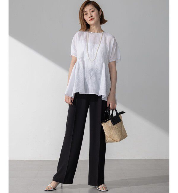 23区「【Oggi掲載/接触冷感/UVカット/吸水速乾】ストレッチジョーゼット ワイド パンツ」|その他|