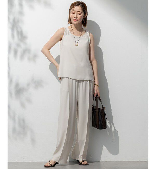 23区「【Oggi掲載/接触冷感/UVカット/吸水速乾】ストレッチジョーゼット ワイド パンツ」|その他|