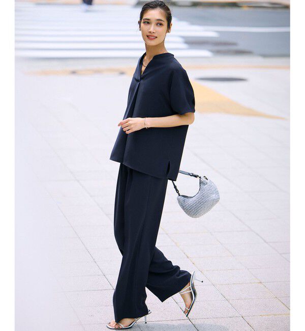 23区「【Oggi掲載/接触冷感/UVカット/吸水速乾】ストレッチジョーゼット ワイド パンツ」|その他|