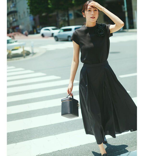 23区「【洗える】ナイロンコットンポプリン タック スカート」|スカート|