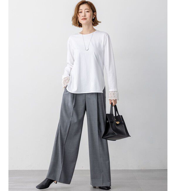 23区「【滝沢眞規子さん着用/CanCam11月号掲載】ナチュラルストレッチサキソニー タック ワイド パンツ」|その他|