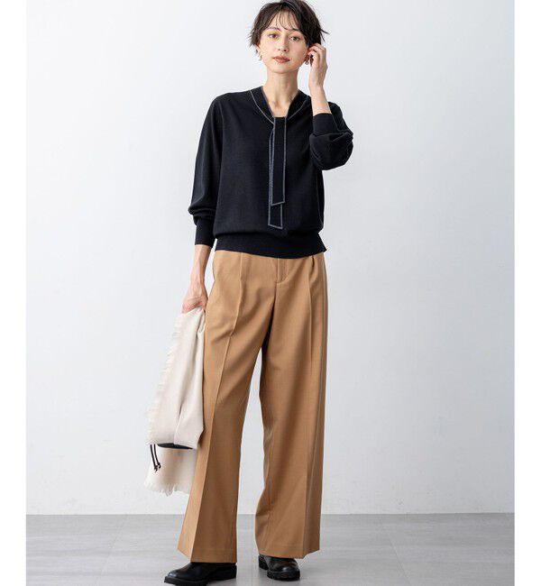 23区「【滝沢眞規子さん着用/CanCam11月号掲載】ナチュラルストレッチサキソニー タック ワイド パンツ」|その他|